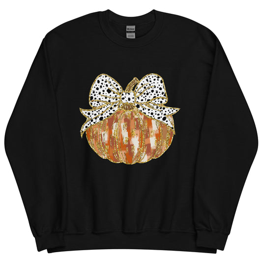 Gold Glitter Coquette Pumpkin Unisex Sweatshirt